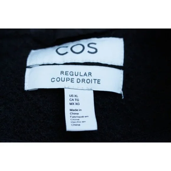 COS Boiled Wool Chore Jacket with Rib Knit Collar, Black, XL - Picture 3 of 9